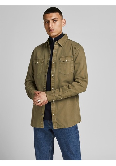 Jack&jones Jjesheridan L/s Noos Erkek Gömlek-12138115-forest Night Haki