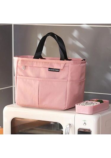 Taşınabilir Yemek Kabı Yalıtımlı Termal Çanta Piknik Gıda Gri