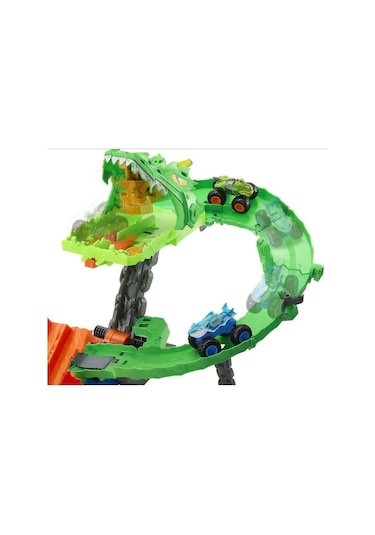 Hot Wheels Monster Trucks Sharks Vs Dinos Dragon Demolition Track Set Jfr06