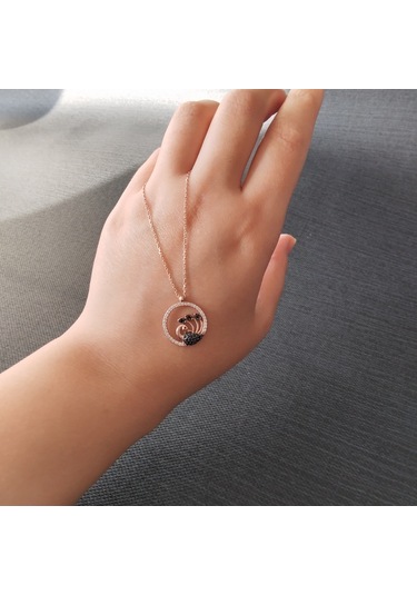 925 Ayar Gümüş Kadın Kolye- Rose Renk - Şık Tasarım - Model 2 Gümüş