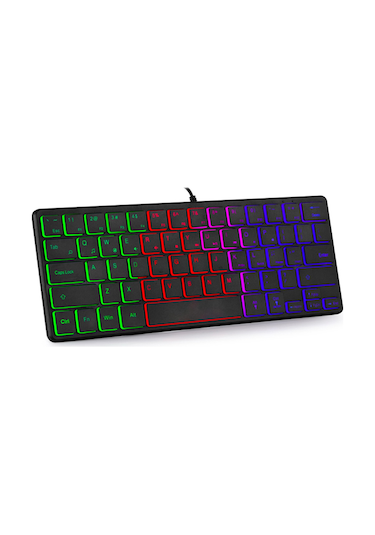 Geeksen Taşınabilir 64 Tuşlu Işıklı Film Klavye - İnce, Hafif Ve Kablolu 112 Karakter