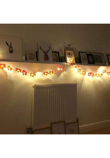 Yaozixa 4m 40 Led Akşamcıklı Maple Yapraklı Işık Zinciri, Pil Beslemeli Pil Yok , Ip43 Su Geçirmez, Dışarı-içeri Dekorasyon, Sabit Ve Yanıp-sönen Mod Diğer