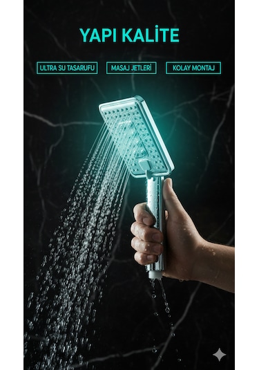 Vıp 2 Fonksiyonlu Kaliteli Banyo Duş Başlığı Uzun Ömürlü Dayanıklı El Duş Telefonu Yeni Model Krom