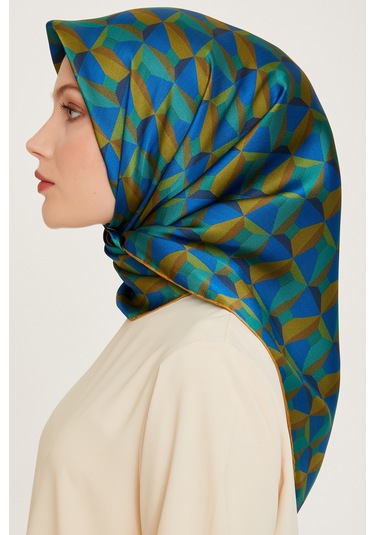 Dj Saf İpek Eşarp 9204d01 S Sura - 03693 33 Yeşil - Mavi