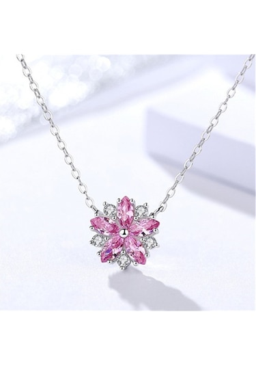 Büyüleyici Pembe Kiraz Çiçeği Kadın Kolye Gümüş