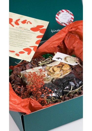 Guruyemiş Box Yılbaşı Mutluluk Kutusu Doğal Kuru Meyve Kuruyemiş Hediyelik Kırmızı