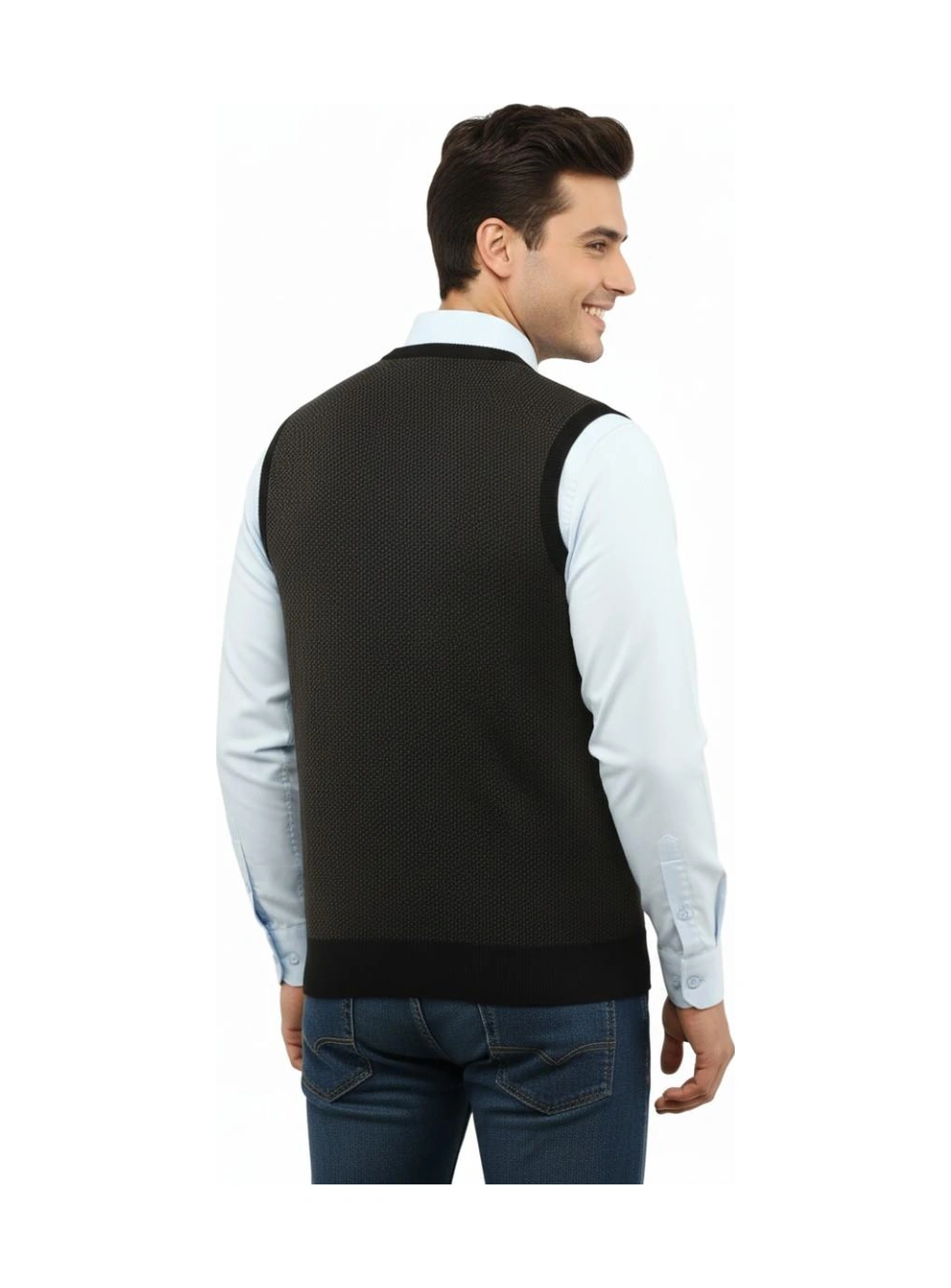 Erkek V Yaka Süveter Çelik Örgü Regular Kalıp 5206h Bgl-st04841 Siyah