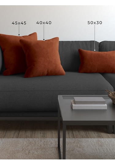 Br Demor Home Soft Series Kiremit Rengi Kırlent, Yastık Kılıfı Kiremit Rengi