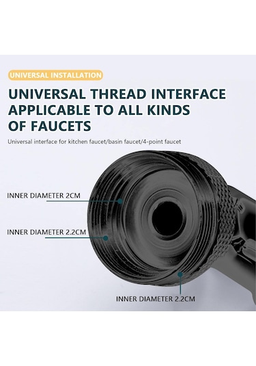 Qianfan Evrensel Musluk Genişletici - 1080 Döner Musluk Gümüş