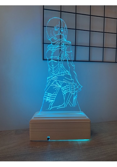 Mikasa Ackerman 16 Renk Gece Lambası