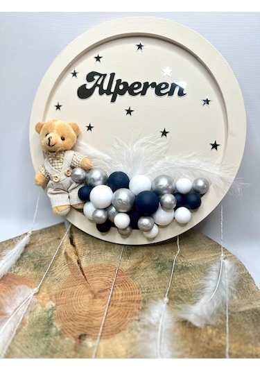 Bebek Kapı Süsü-erkek Bebek-balonlu Kapı Süsü- Bej