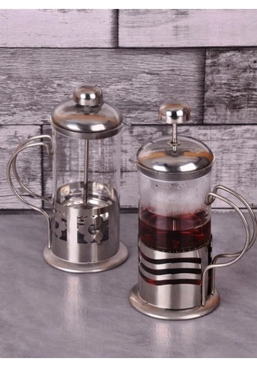Çelik Kulplu Cam French Press - 350 Ml Çok Renkli