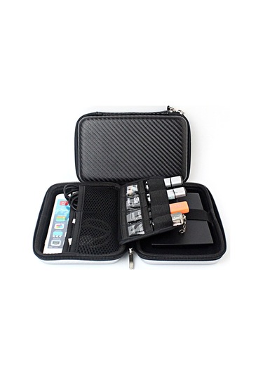 Vkemall Siyah Pu+eva 3c Dijital Aletler Çantası, Seyahat İçin Çok Fonksiyonlu Elektronik Cihaz Saklama Çantası 19 12 4.5cm Siyah