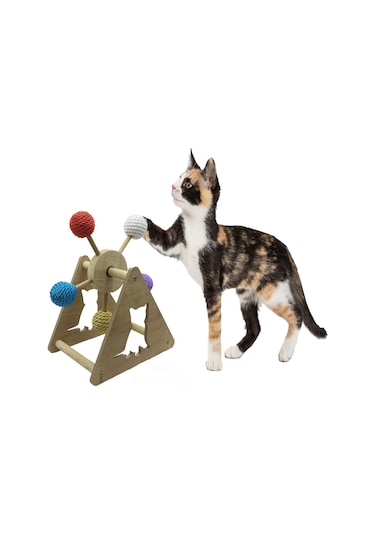 Tineke Ahşap 5 Renkli Toplu Kedi Oyuncağı