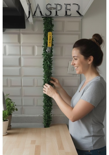 Jasper Dekoratif Yapraklı Tel 7 Metre Süs Çiçek Dış Mekan İç Mekan Doğalgaz Borusu Süsü