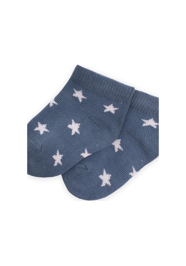 Cigit Yıldız Desenli Bebe Patik Çorabı 0-4 Yaş İndigo Mavi İndigo