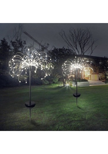 Ebitda Güneş Enerjili Led Park Işıkları - Yuvarlak 2 Modlu Beyaz Işık - Dış Mekan Manzara Noktaları Işıkları