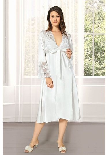 Alissa 8640 Kadın Çeyizlik Saten 6'lı Set-ekru Ekru