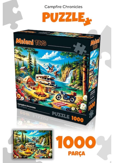 1000 Parça Campfire Chronicles Puzzle - Kamp Ateşi Orman Doğa Manzaralı Yapboz 68x48 Cm