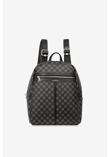 Cengiz Pakel Monogram Kullanışlı Kadın Sırt Çantası - 7368p - Siyah Çok renkli