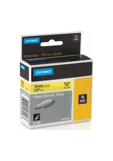 Dymo Rhinopro 18056 Sarı/Siyah Isıyla Küçülen Şerit 12 MM X 1.5 M