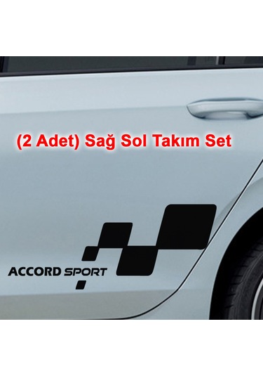 2 Adet Accord Sport Sticker - Accord Sticker - Kapı Altı Sticker - 60cm X 24cm - Siyah