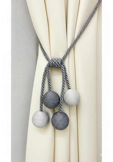 Modern Sarım 4 Toplu Braçol Kornişe Takmatik Ipli Tavan Perde Aksesuarı Antrasit-gri