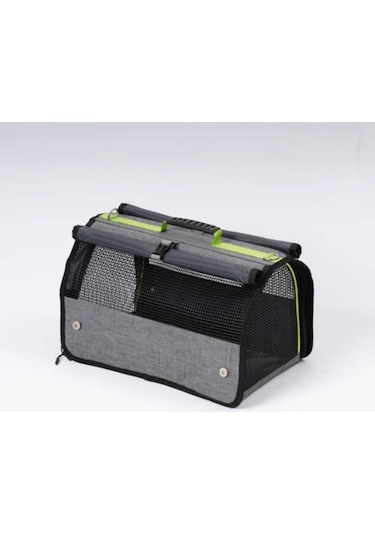 Flybag Model Perdeli Yırtılmaz Fileli Kedi Ve Köpek Havayolu Taşıma Çantası Gri