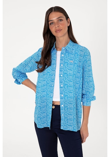 U.s. Polo Assn. Kadın Kobalt Gömlek Desenli 50306433-vr077 Kobalt