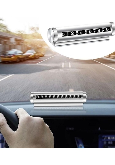 Gri Metal Kasa Numara Çevirmeli Araç İçi Telefon Numaratör Park Numarası Parkmatik Araba Numaratör