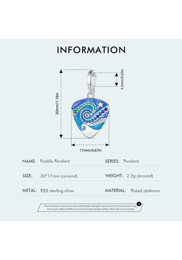 Wostu Müzik Hediyeler 925 Ayar Gümüş Gitar Mızrap Mavi Emaye Narin Charm Kolye Kadınlar Genç Kızlar İçin Gümüş