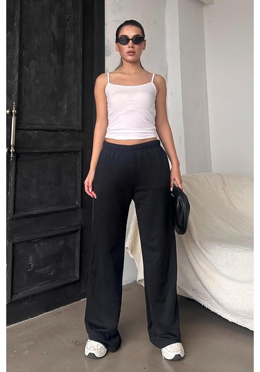Madmext Siyah Bol Paça Kadın Eşofman Altı Mg2279 Siyah