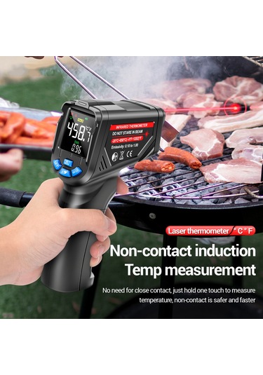 Maiyame Endüstriyel Enstrüman Aneng Th05 -20 C 650 C Kızılötesi Sıcaklık Ölçer, Lazer Sensörlü Hızlı Ölçüm, Siyah, Batarya Hariç