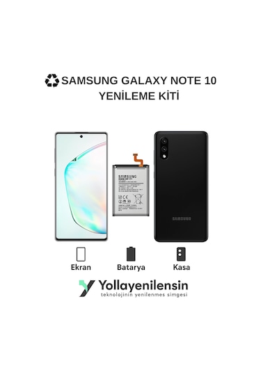 Samsung Galaxy Uyumlu Note 10  Kiti Ekran + Batarya + Arka Kasa e Eş Değer Kalite Parça