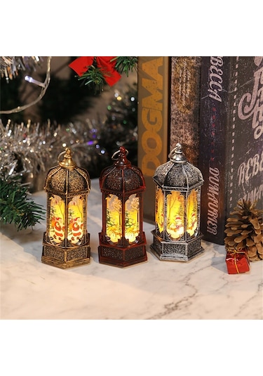 Yılbaşı Feneri Dekor Masa Lambası Gün Işığı Pilli Led Işık Noel Baba Geyik Kardan Adam Yılbaşı Hediyeleri