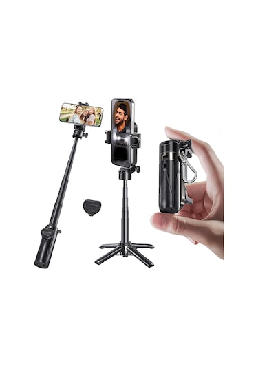 Jmary Mt-18 360 Derece Dönebilen Kumandalı Selfie Çubuğu Ve Tripod Siyah