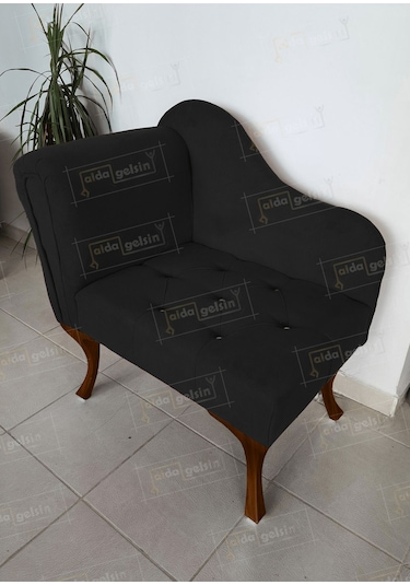Yeni Model Tekli Köşe Koltuğu Josefin Bench Ceviz Ayak Siyah