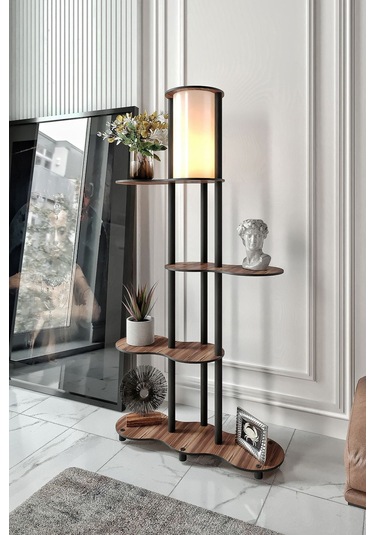 Ravilo Travers Raflı Lambader Ceviz Ceviz