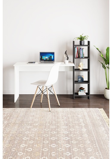 Kitaplıklı Fonksiyonel Çalışma Masası Beyaz- Antrasit Gri Beyaz - Gri