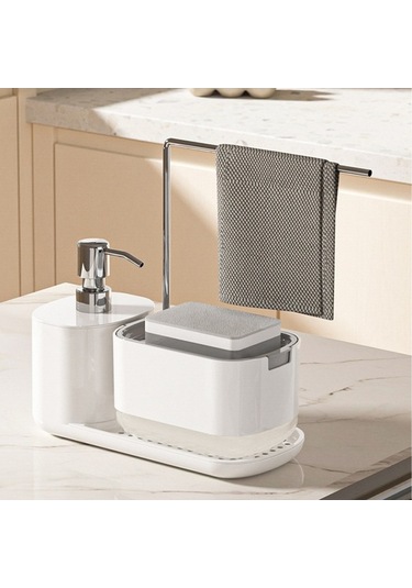 Ulzyvf Pratik 2'li Sabunluk, Sünger Ve Bez Askılı Sızdırmaz Lavabo Organizatörü Beyaz Beyaz