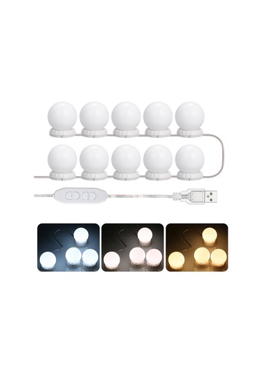 Wezone 3 Renk Aydınlatmalı Usb Makyaj Aynası Işık Zinciri - 10 Led'li