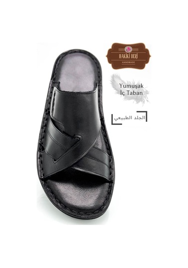 Hakiki Gerçek Deri Erkek Terlik Hafif Terlik Deri G Siyah G Siyah