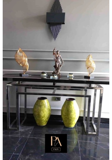 Gold H 2'li Ofis Metal Aksesuar Biblo Ev Salon Dekorasyon Obje