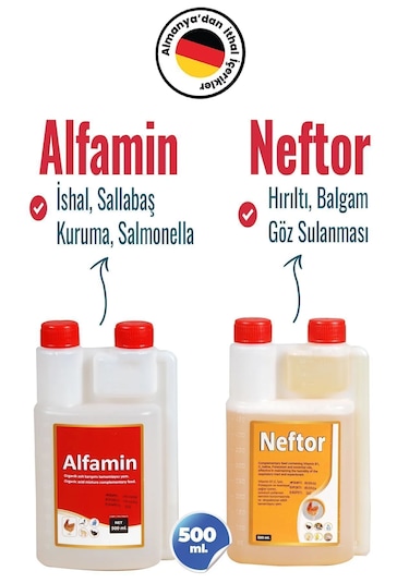 Munich Vet 2li Set Kuşlar Alfamin Ishal+neftor Hırıltı Seti 500ml