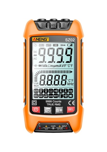 Prestigegoods Aneng Sz02 Akıllı Dijital Multimetre 9999 Counts Otomatik Ölçüm Ncv Evrensel H Turuncu