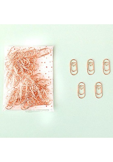 Rose Gold 50 Adet/torba Metal Mini Kalp Gül Altın Ataş Yer Işareti Planlayıcısı Okul Ofis Kırtasiye