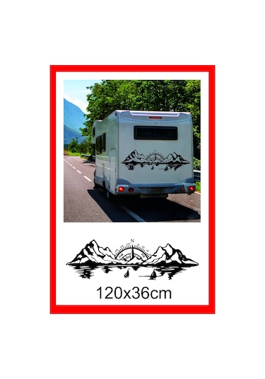 Pusula Deniz Dağ Orman Doğa Manzara Off Road Kamp Karavan Sticker