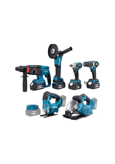 Dawreek MK350 Powerbank- Led + Hilti + Spiral + Somun Sıkma + 13 MM Mandren + Dekupaj + Sunta Kesme Makinesi 7'li Set