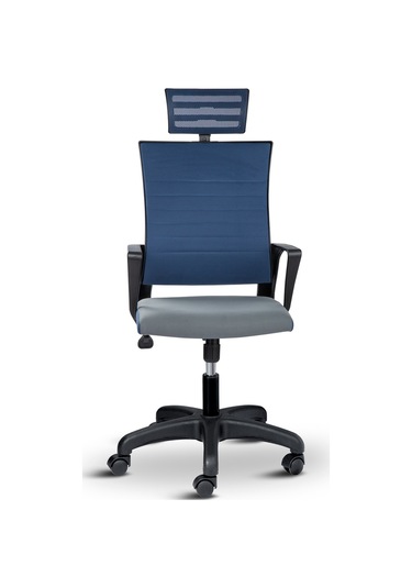 Rigel Başlıklı Ev Ve Ofis Koltuğu Çalışma Koltuğu Gri Mavi