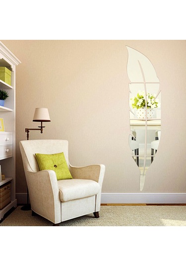 Hombey Büyük Boy Gümüş Plastik Duvar Sticker Koruyucu Filmi Kaldırınca Parlak Ayna Efekti Gümüş